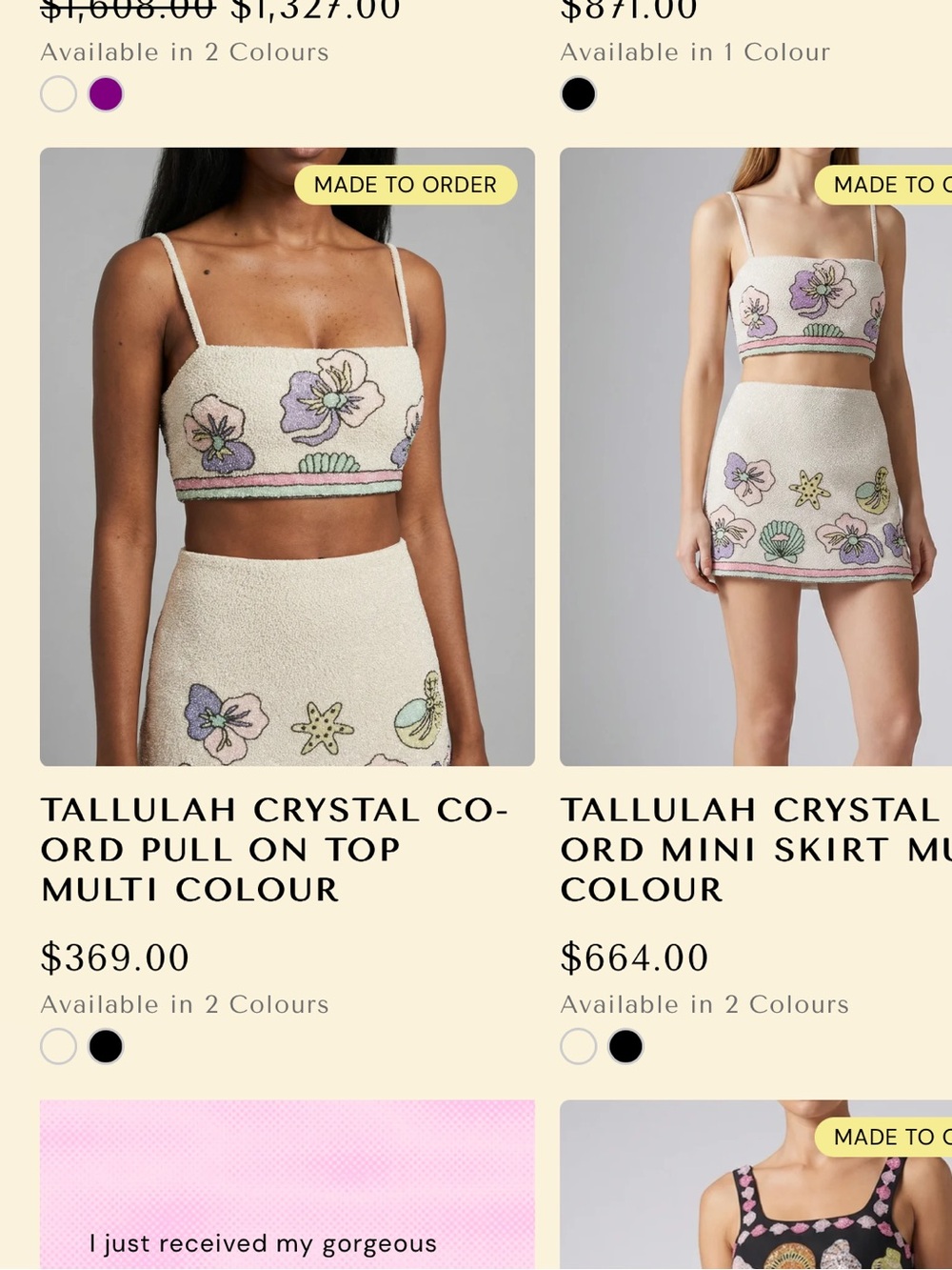 Tallulah Cream Mini Skirt with Pastel Floral Beading